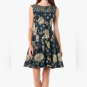 Gabby Skye Paisley & Floral Print Fit and Flare Dress | 8